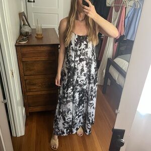 ASOS Black and White Patterned Dress with T-Strap Back